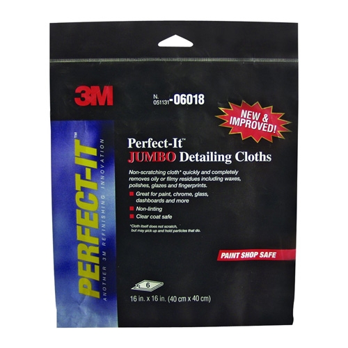 3M Perfect-It Jumbo Microfiber Detailing Cloth, 06018 - 16 x 16 inch (6 pack)