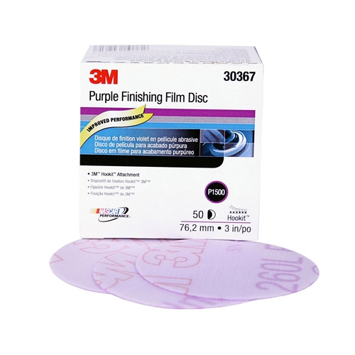 3M Purple Finishing Hookit Sanding Discs, Dust Free, 1500 grit, 30767 - 6 inch (box of 50)