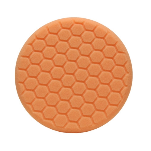 Buff and Shine Center Ring Hex Face Foam Cutting Pad, Orange - 7.5 inch