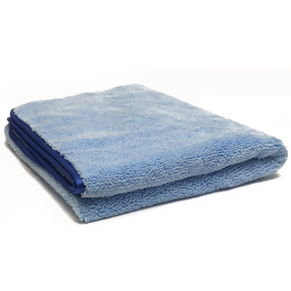 Dual-Pile 360 Microfiber Drying Towel - Light Blue w/ Blue Silk Edges - 25" x 36"