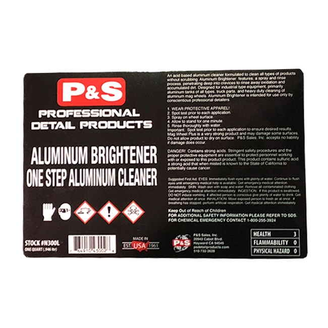 P&S Bottle Label - Aluminum Brightener