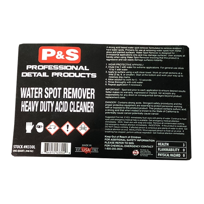 P&S Bottle Label - Water Spot Remover