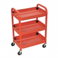 Luxor Metal Frame Adustable Utility Cart, 3 Shelves - Red