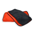 Duo-Plush 410 Microfiber Towel - Red/Black w/ Black Silk Edges - 16" x 16"